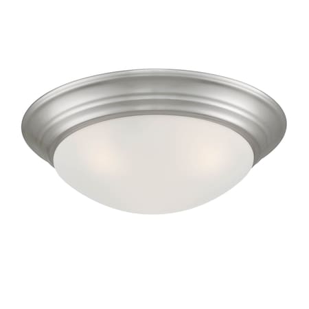 16.75in 3-Light Brushed Nickel Ceiling Light Flush Mount With Etched Glass Shade